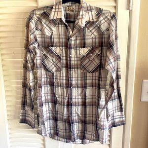 Western wear plaid shirt, size small pearl snap buttons